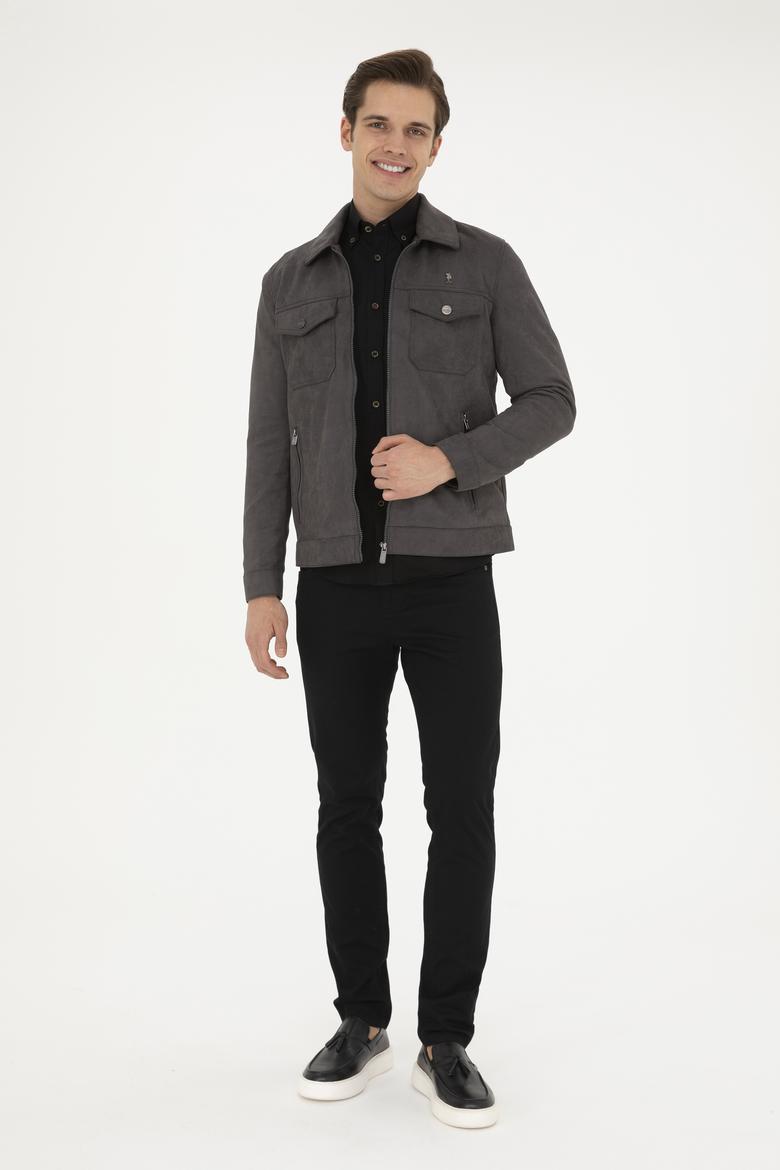 Erkek Antrasit Deri Ceket - 50289049020