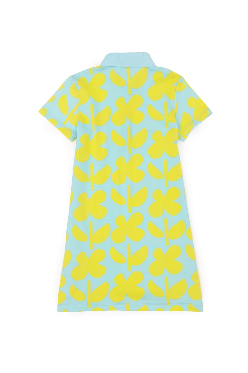 Kız Çocuk Mint Polo Yaka Kısa Kollu Örme Elbise