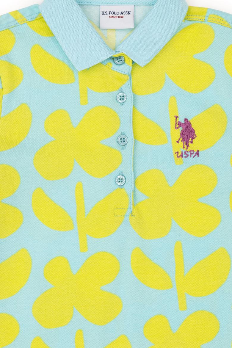 Kız Çocuk Mint Polo Yaka Kısa Kollu Örme Elbise - 50283330038