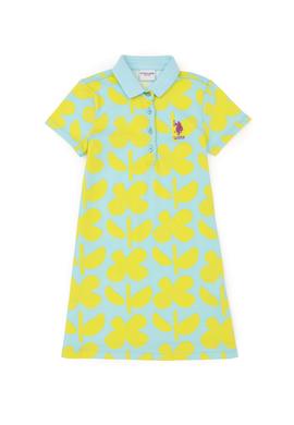 Kız Çocuk Mint Polo Yaka Kısa Kollu Örme Elbise - 50283330038