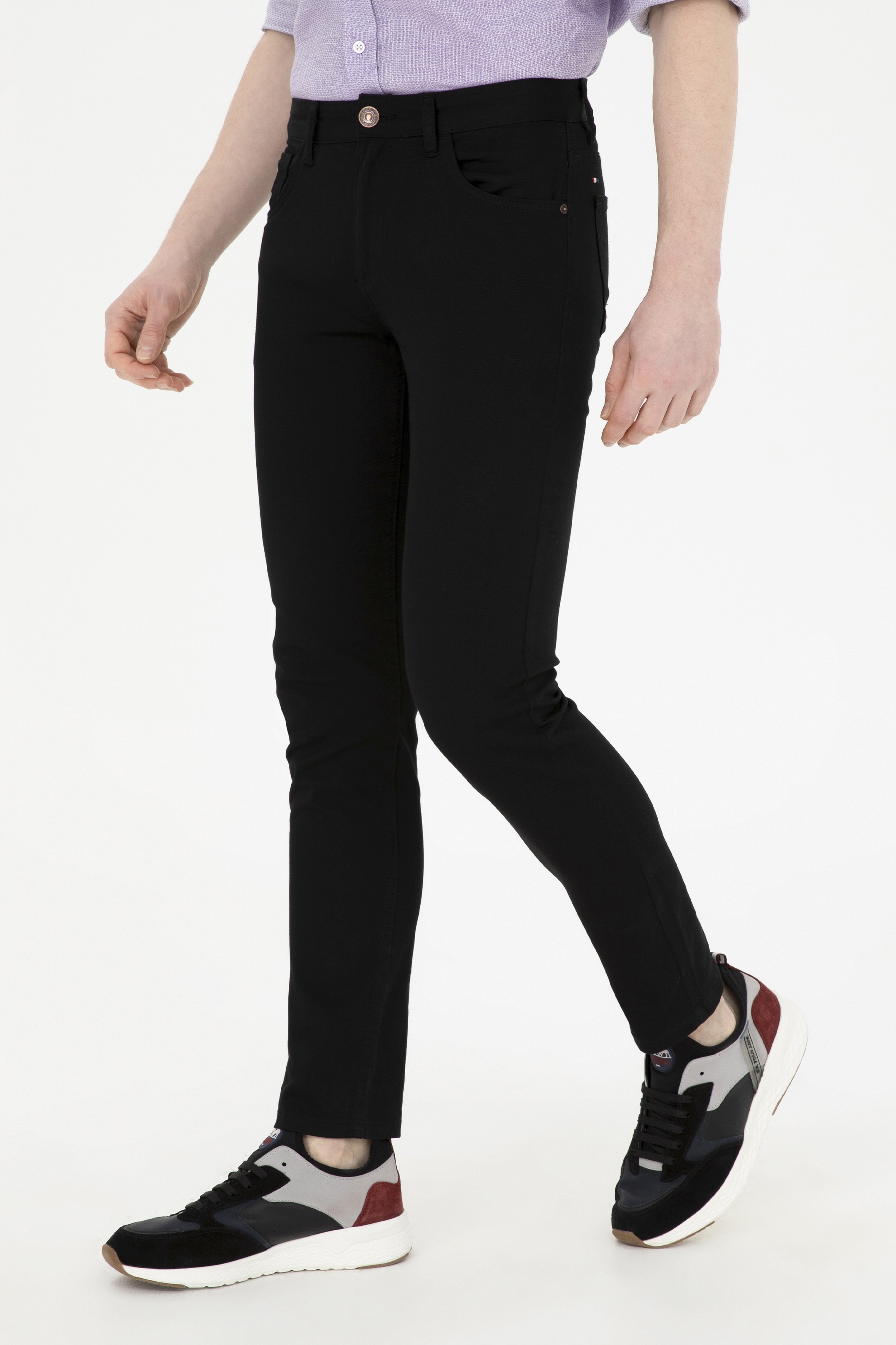Erkek Slim Fit Siyah Kanvas Pantolon - Image 2