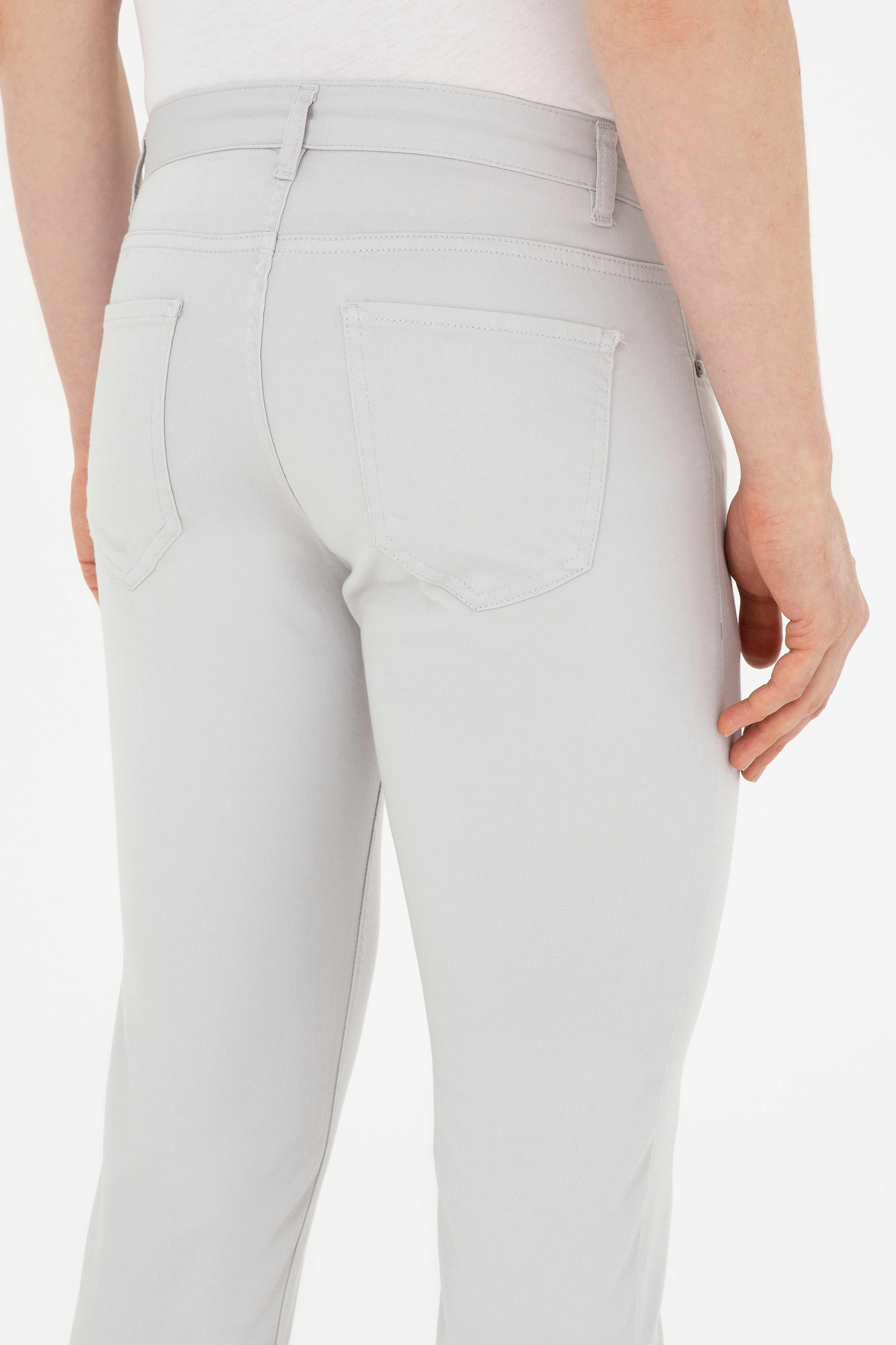 Erkek Slim Fit Açık Gri Kanvas Pantolon