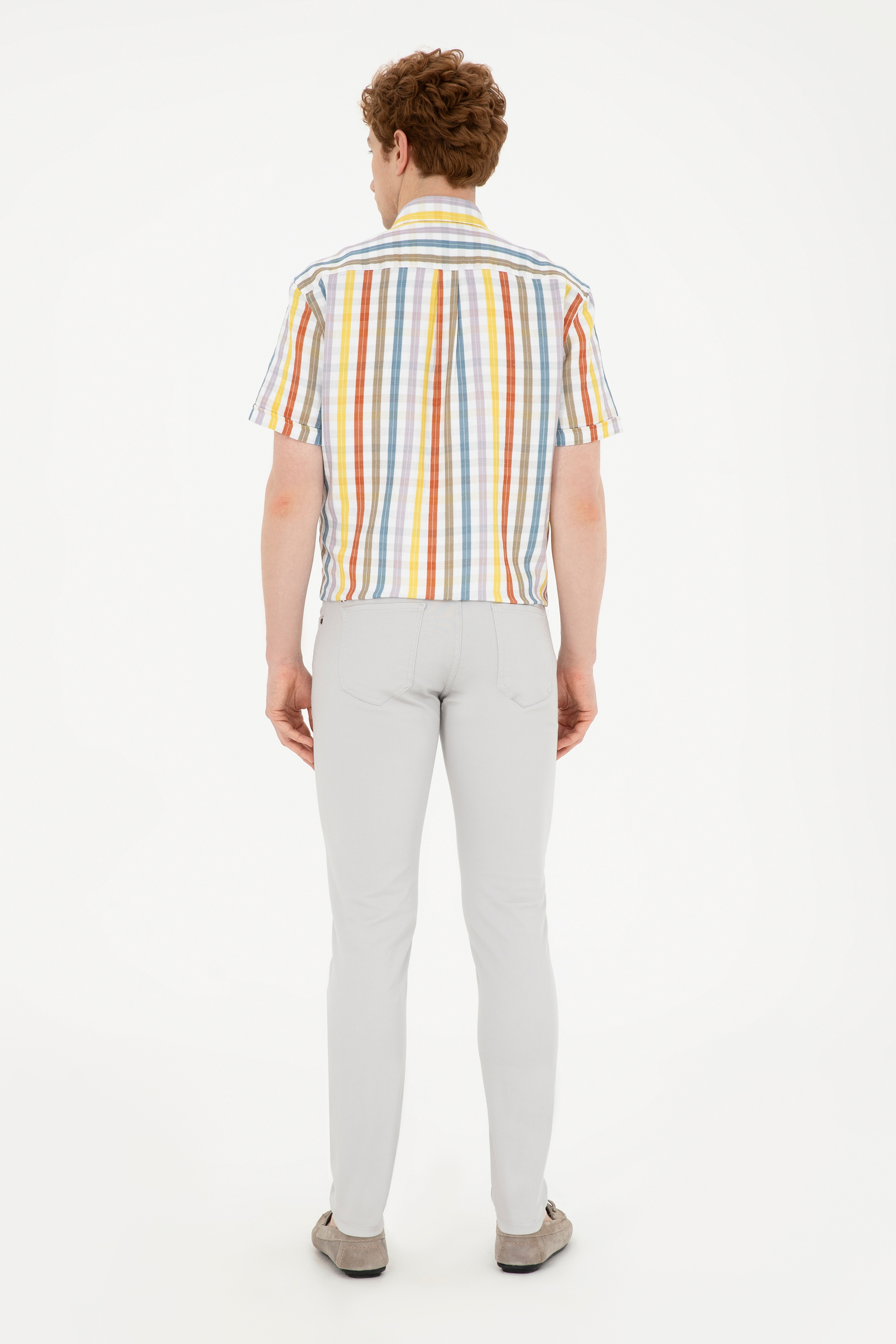 Erkek Slim Fit Açık Gri Kanvas Pantolon - Image 4
