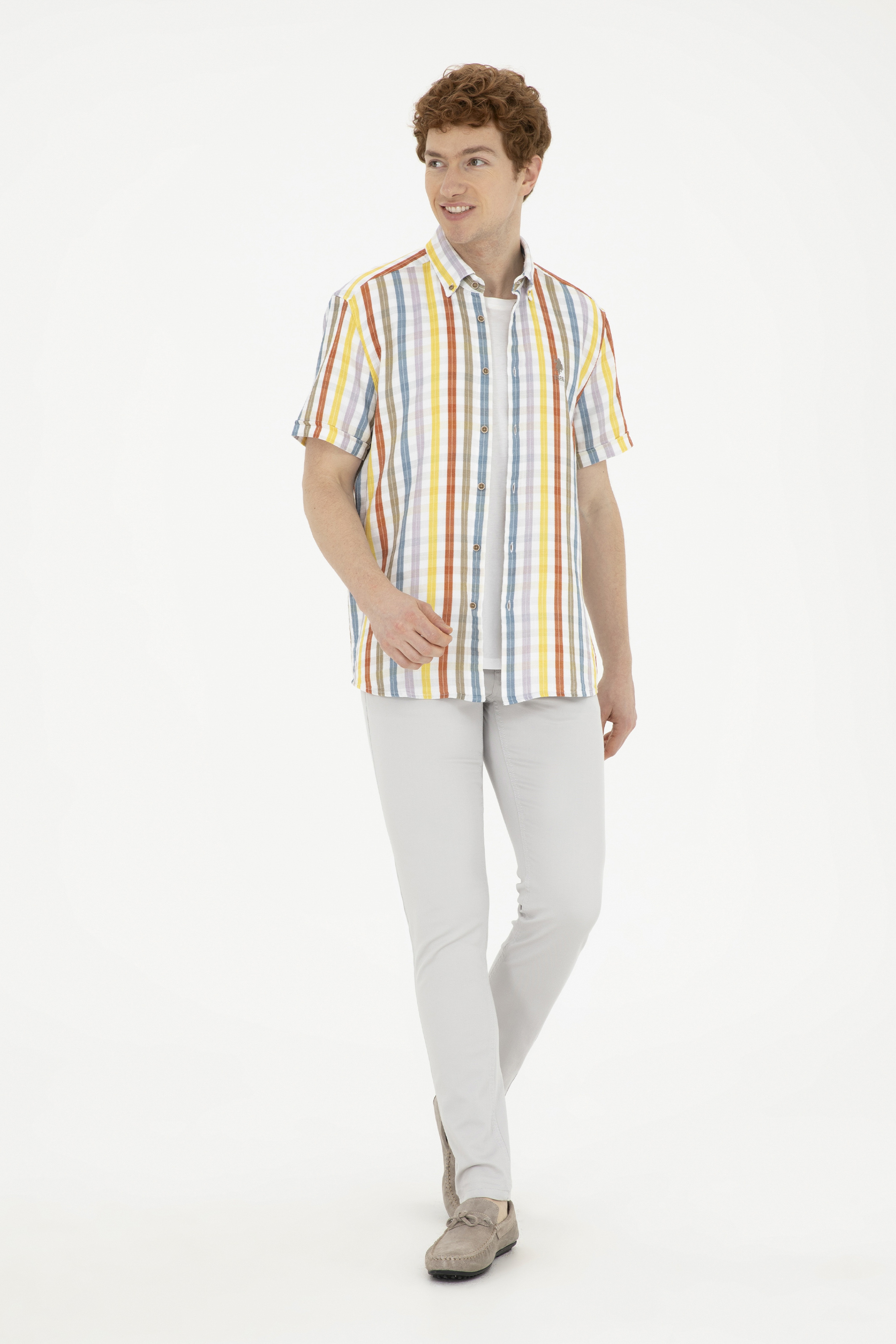 Erkek Slim Fit Açık Gri Kanvas Pantolon - Image 3