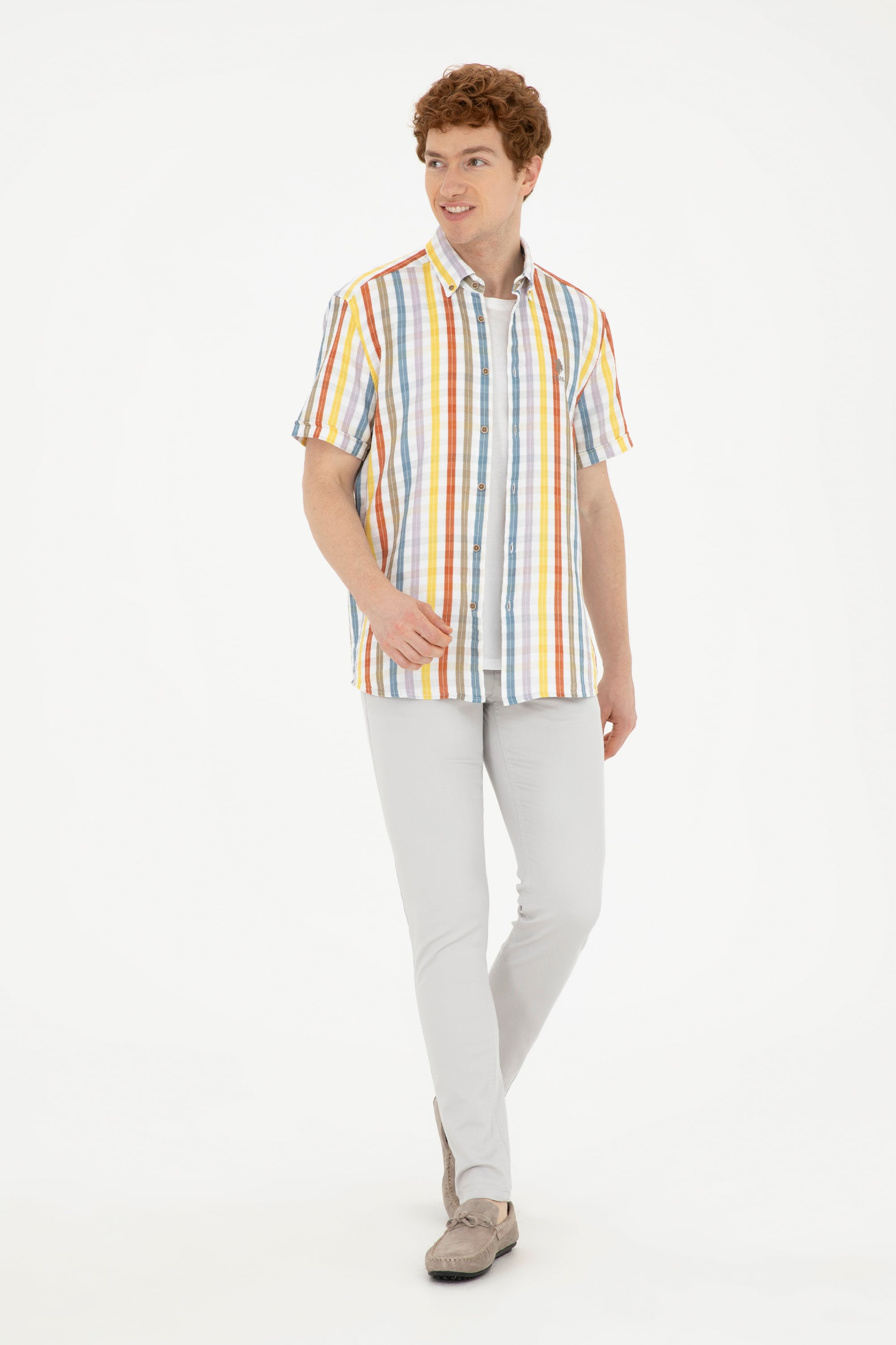 Erkek Slim Fit Açık Gri Kanvas Pantolon
