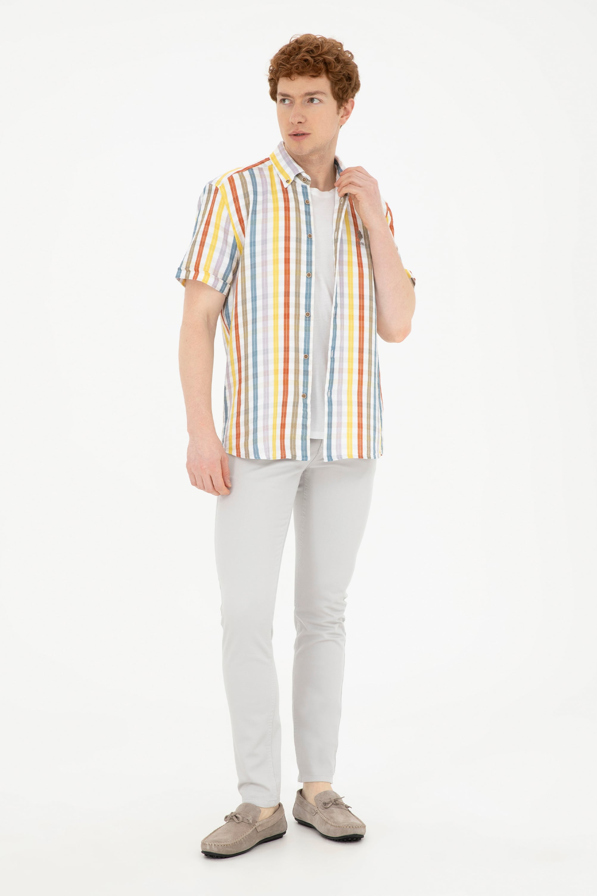 Erkek Slim Fit Açık Gri Kanvas Pantolon