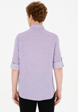 Erkek Lila Uzun Kollu Gömlek - 50283699010