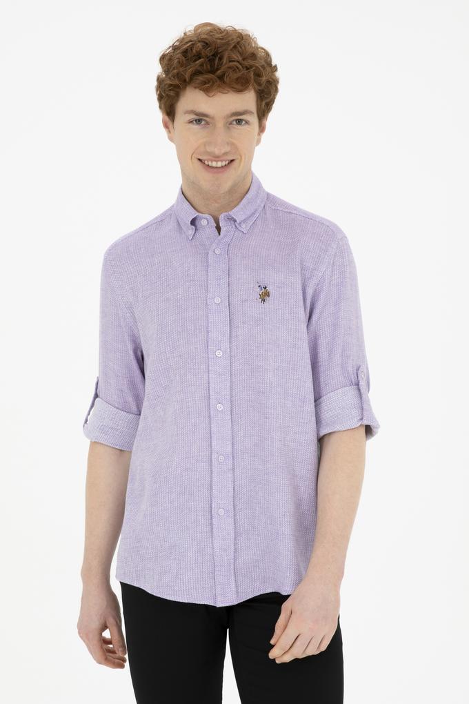 Erkek Lila Uzun Kollu Gömlek