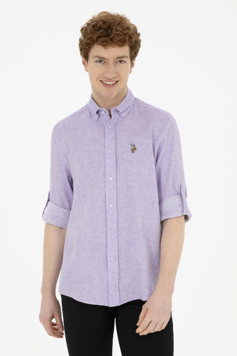 Erkek Lila Uzun Kollu Gömlek