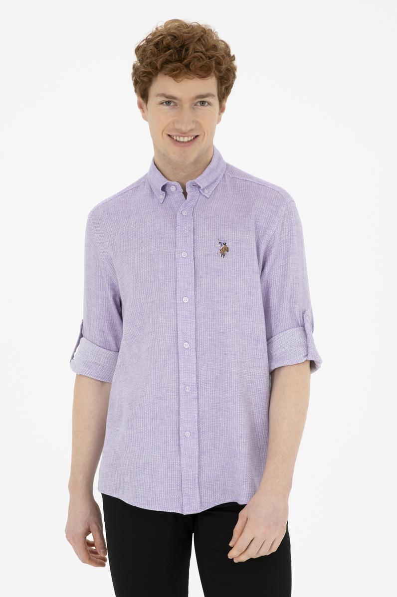 Erkek Lila Uzun Kollu Gömlek