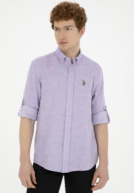 Erkek Lila Uzun Kollu Gömlek - 50283699010