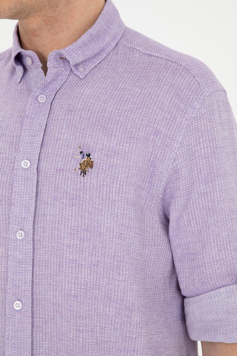 Erkek Lila Uzun Kollu Gömlek - 50283699010