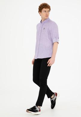 Erkek Lila Uzun Kollu Gömlek - 50283699010