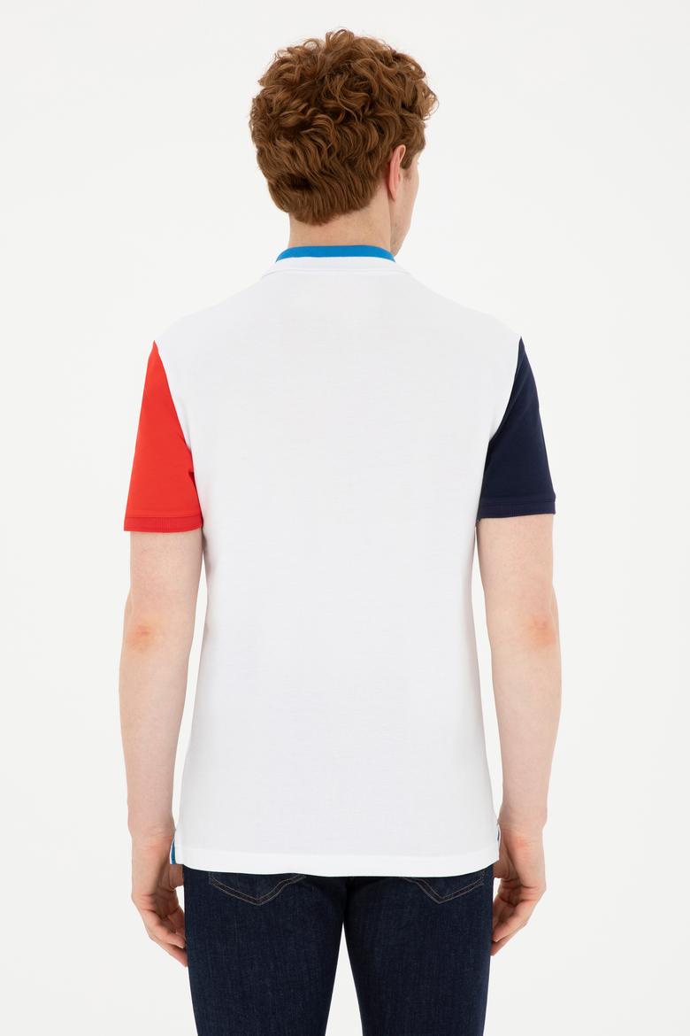 Erkek Slim Fit Polo Yaka Beyaz Tişört - 50281551001