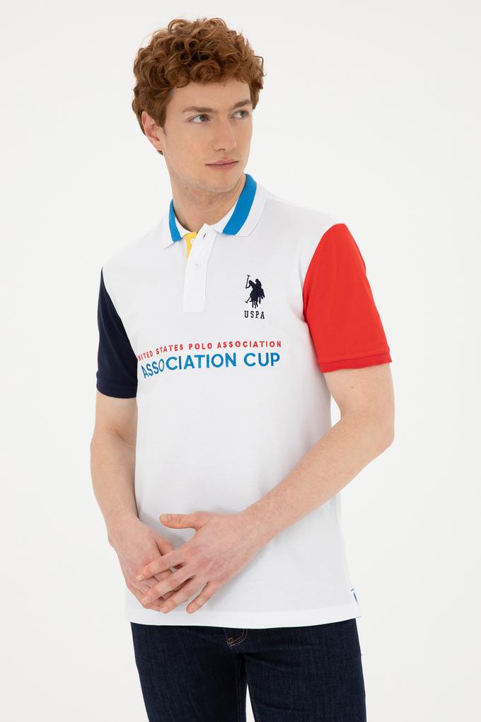 Erkek Slim Fit Polo Yaka Beyaz Tişört