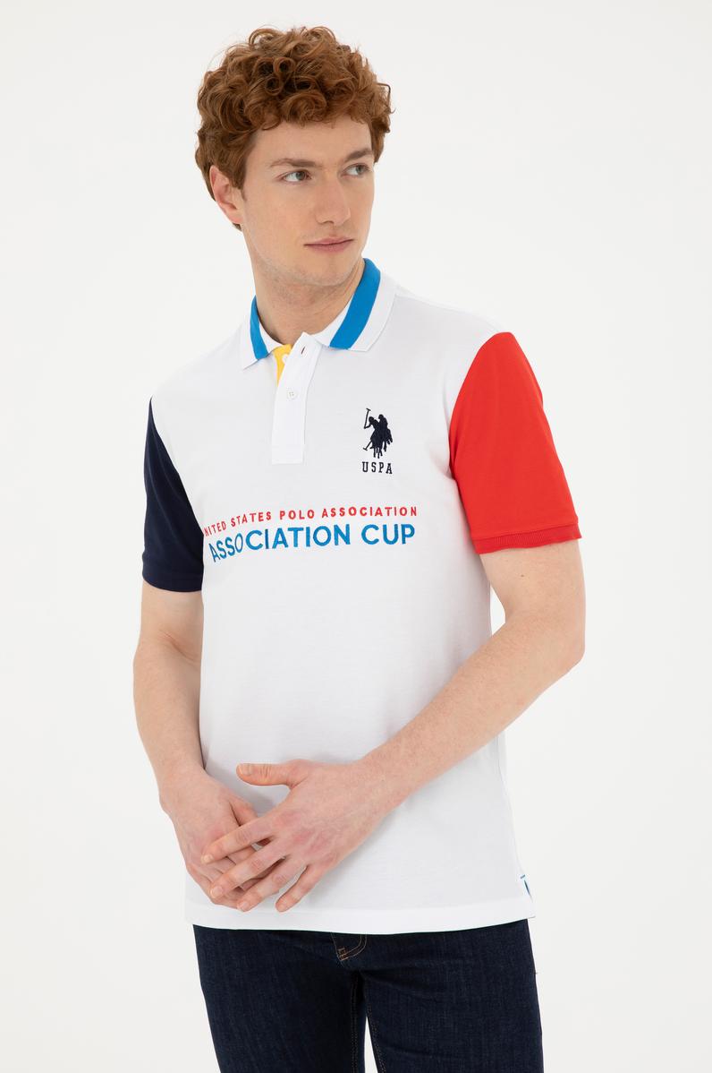 Erkek Slim Fit Polo Yaka Beyaz Tişört