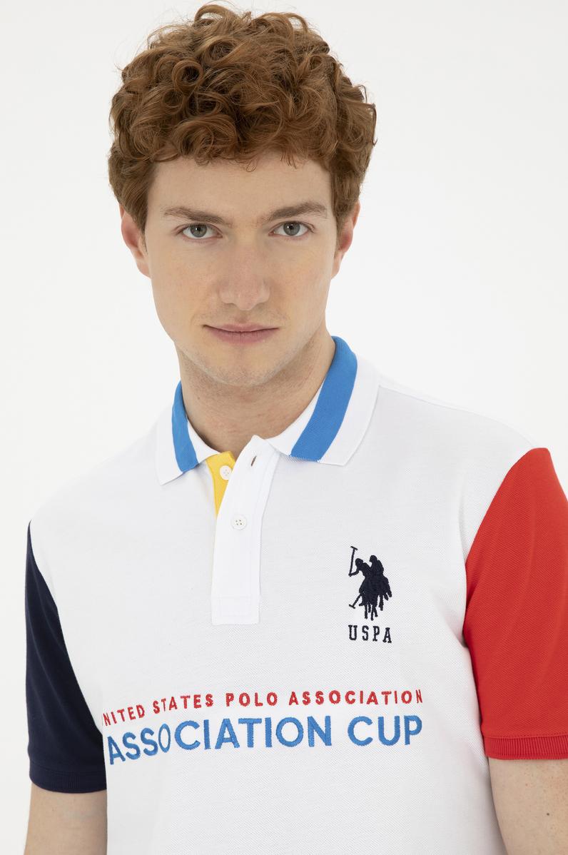 Erkek Slim Fit Polo Yaka Beyaz Tişört