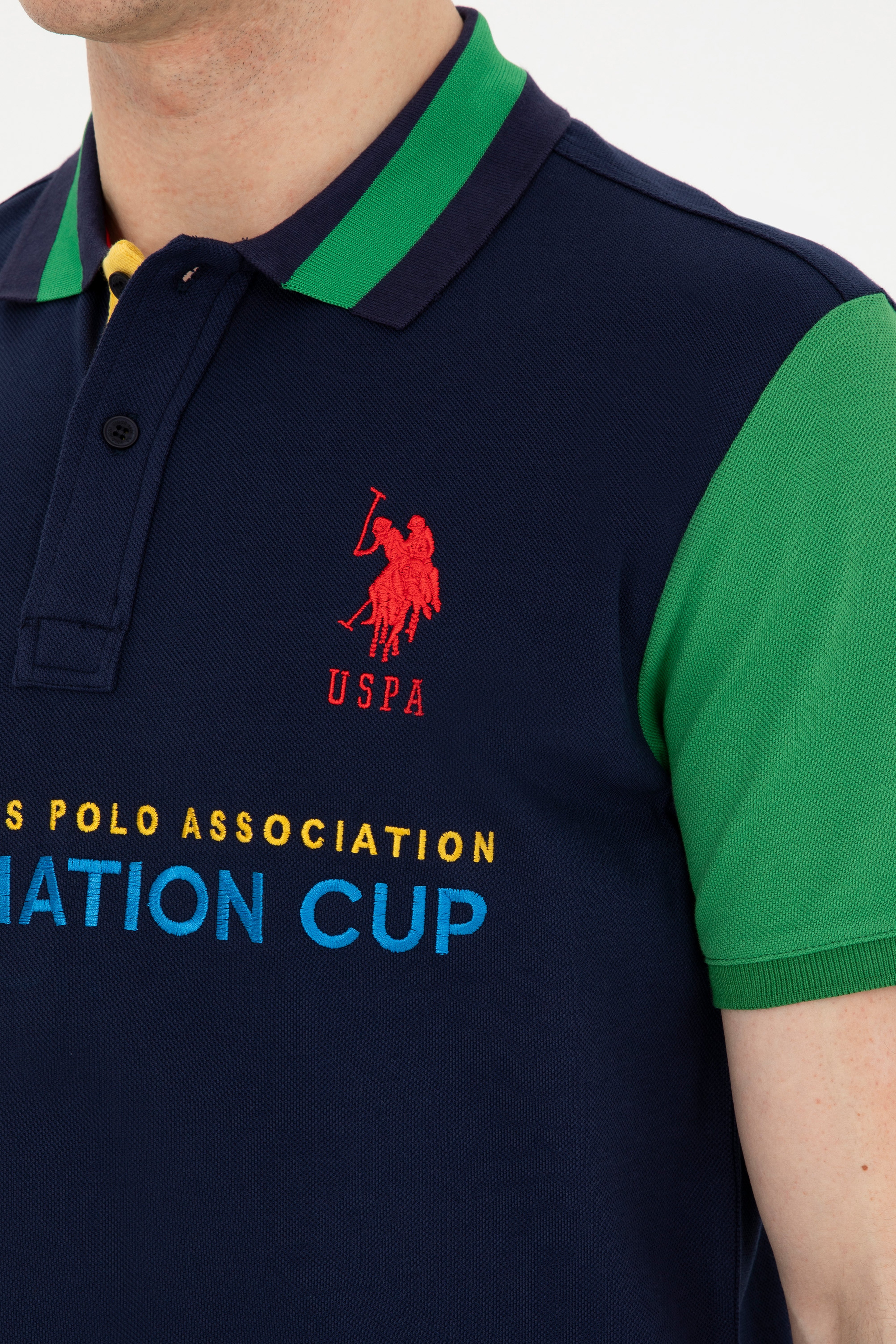 Erkek Slim Fit Polo Yaka Lacivert Tişört - Image 7