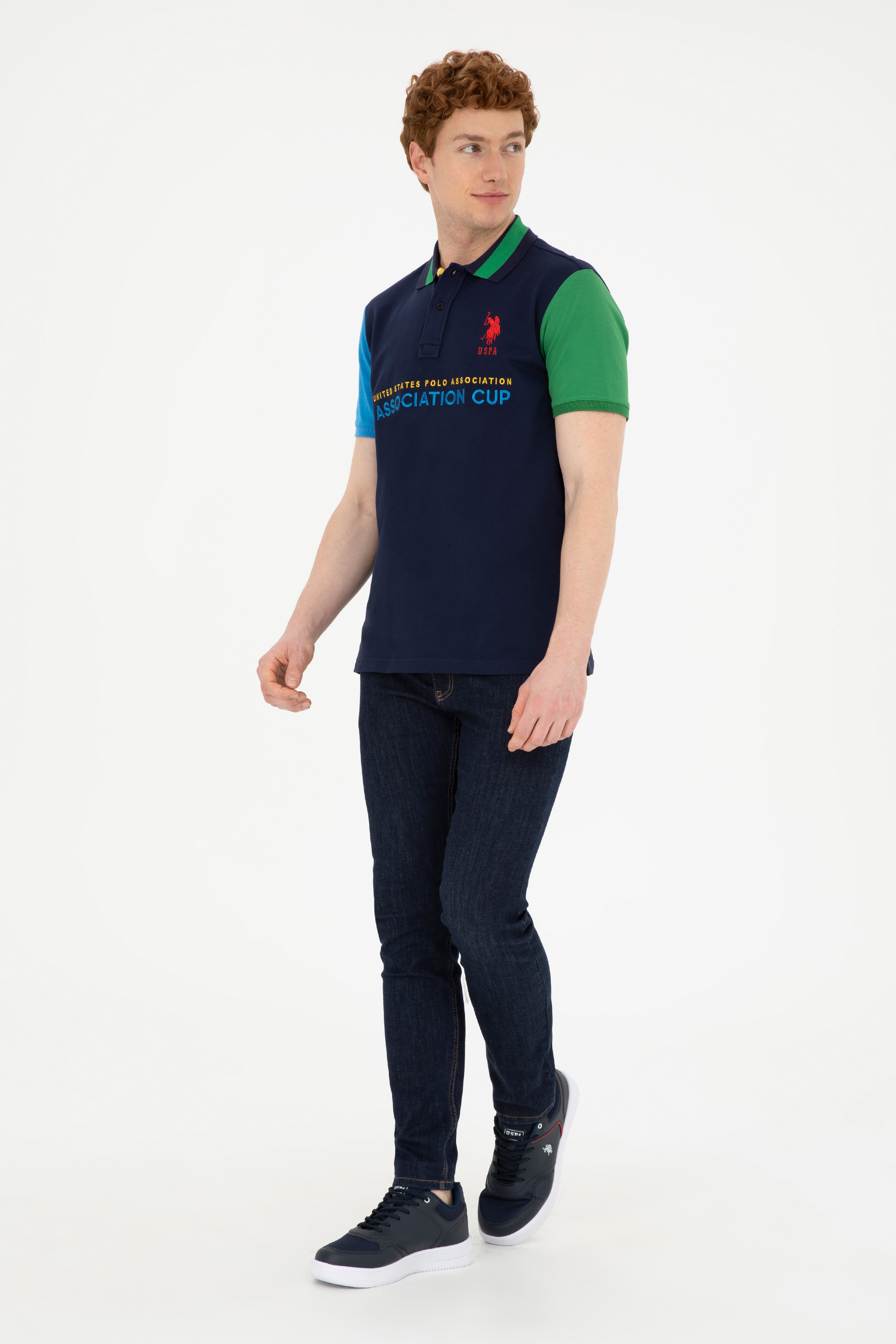 Erkek Slim Fit Polo Yaka Lacivert Tişört