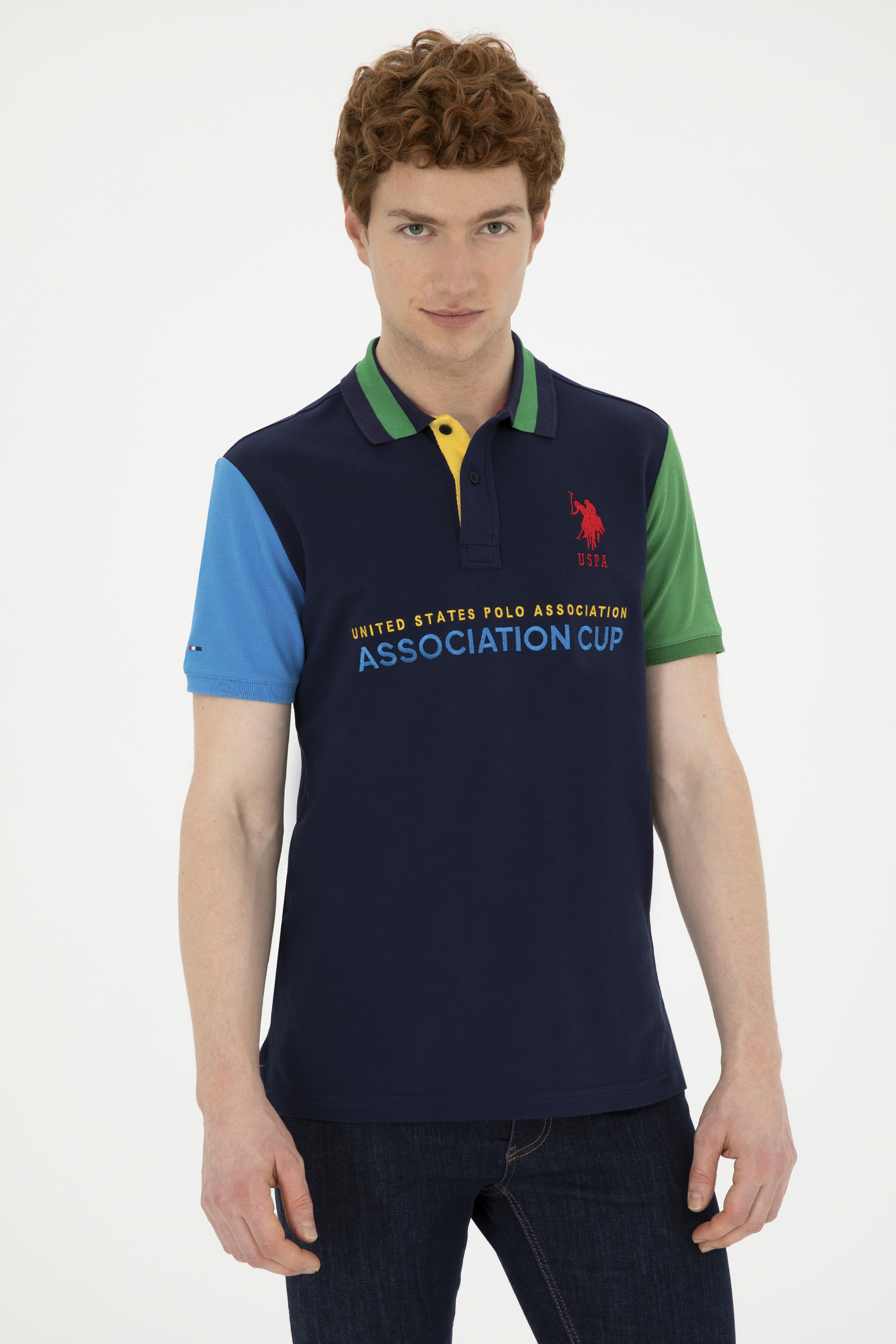 Erkek Slim Fit Polo Yaka Lacivert Tişört - Image 3