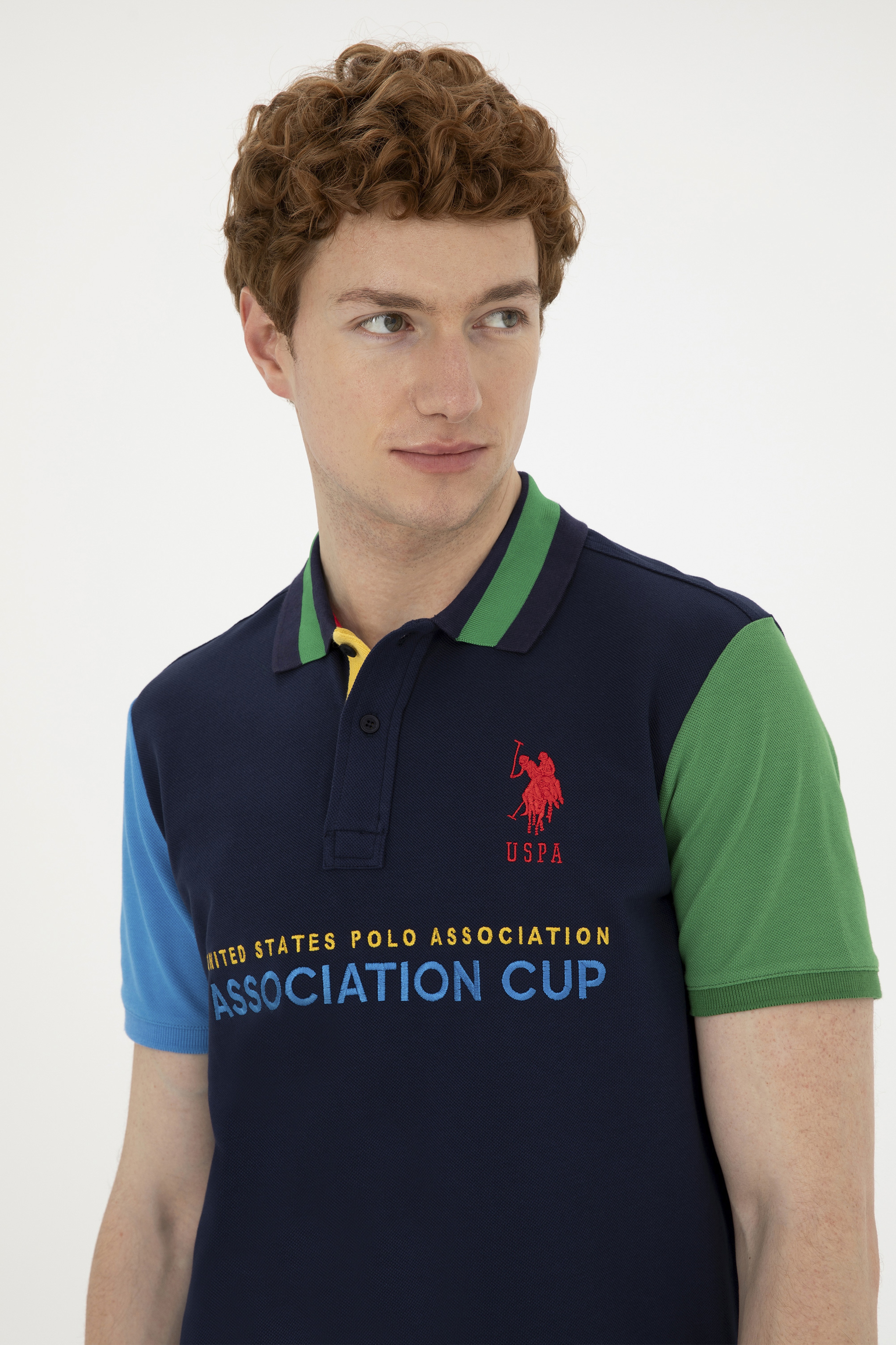 Erkek Slim Fit Polo Yaka Lacivert Tişört - Image 2