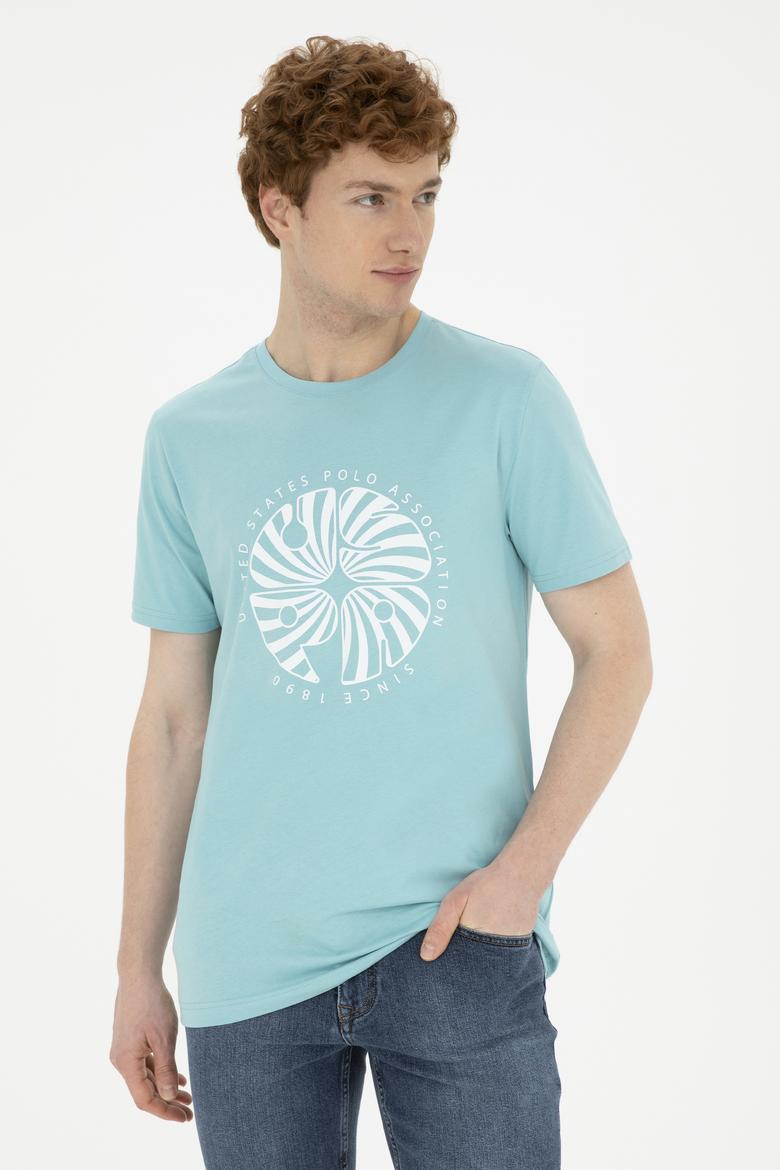 Erkek Regular Fit Bisiklet Yaka Mint Tişört