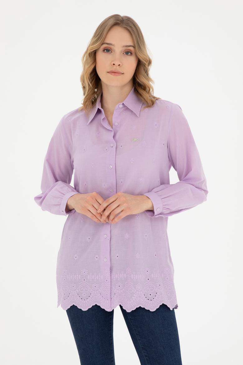 Kadın Lila Uzun Kollu Gömlek