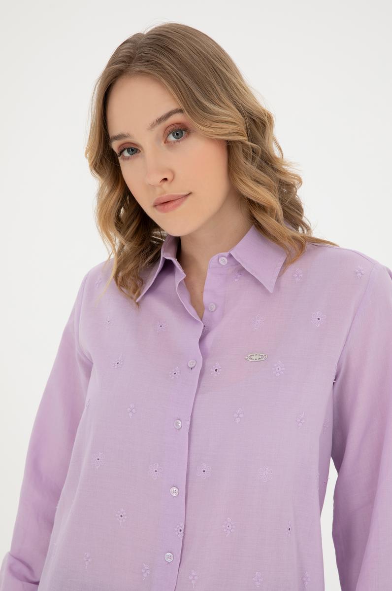 Kadın Lila Uzun Kollu Gömlek