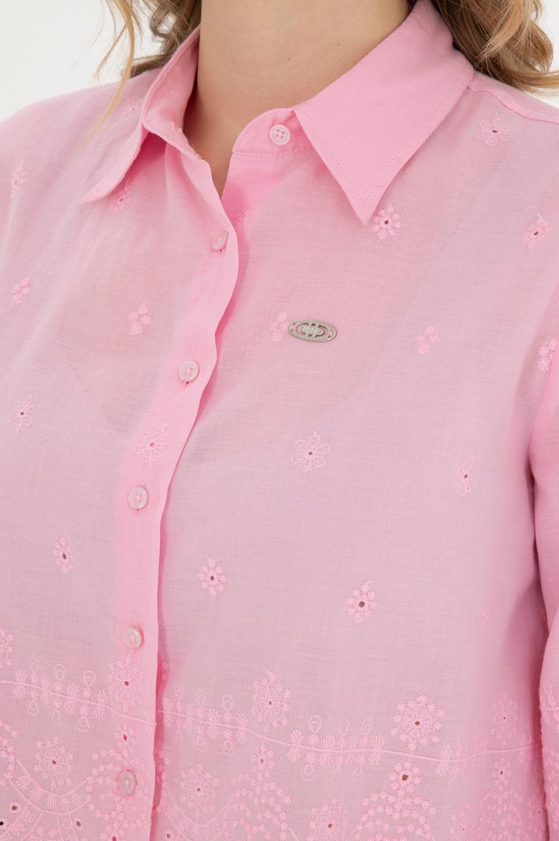 Kadın Pembe Uzun Kollu Gömlek