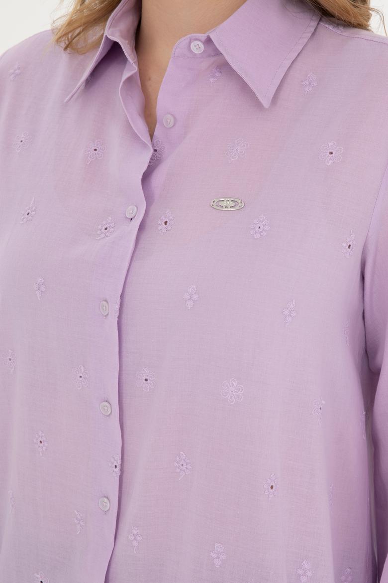 Kadın Lila Uzun Kollu Gömlek - 50283612010