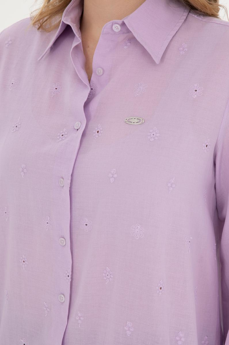 Kadın Lila Uzun Kollu Gömlek