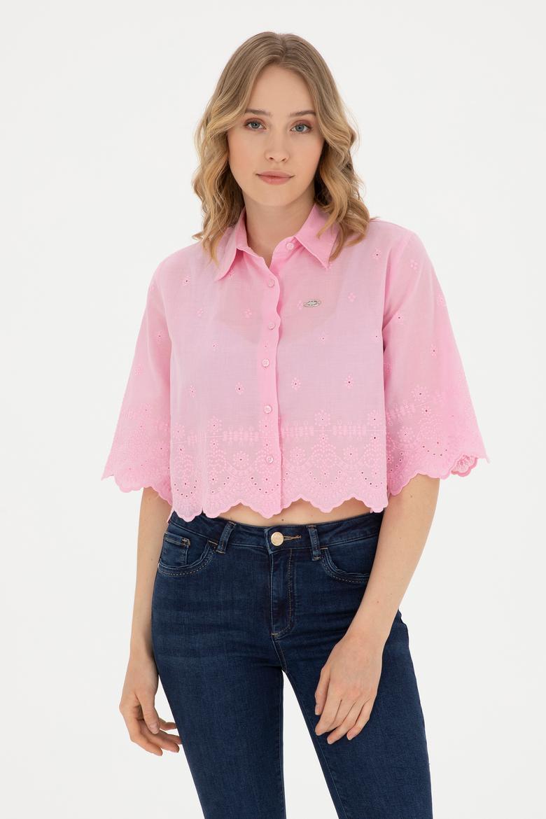 Kadın Pembe Uzun Kollu Gömlek