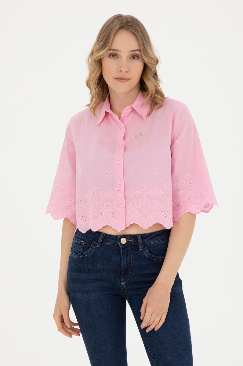 Kadın Pembe Uzun Kollu Gömlek