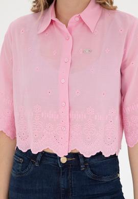 Kadın Pembe Uzun Kollu Gömlek - 50283615014