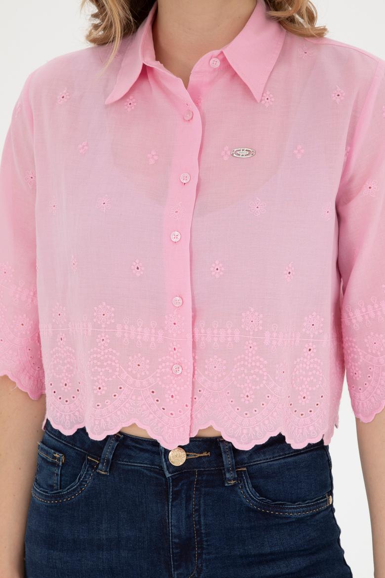 Kadın Pembe Uzun Kollu Gömlek - 50283615014