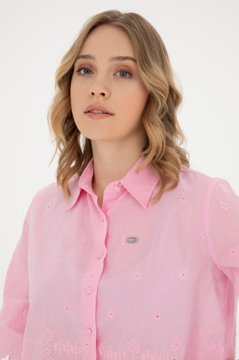 Kadın Pembe Uzun Kollu Gömlek