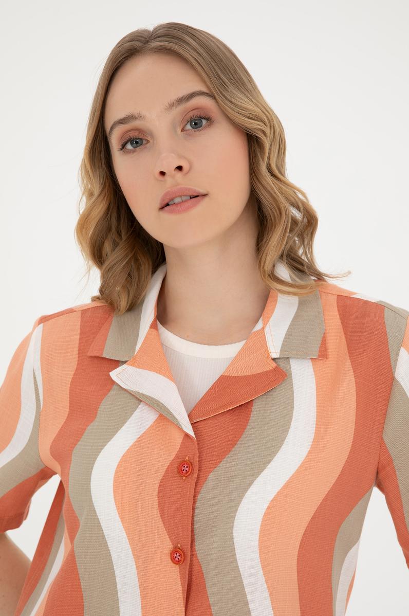 Kadın Pudra Kısa Kollu Gömlek