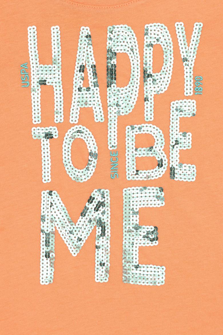 Kız Çocuk Somon Bisiklet Yaka Tişört - 50283278019