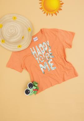 Kız Çocuk Somon Bisiklet Yaka Tişört - 50283278019