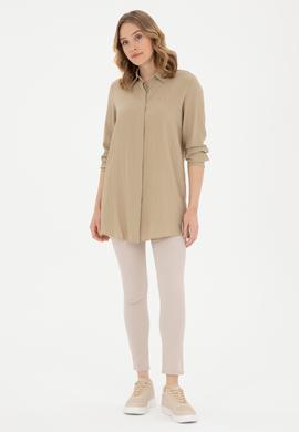Kadın Açık Haki Uzun Kollu Gömlek - 50283570020