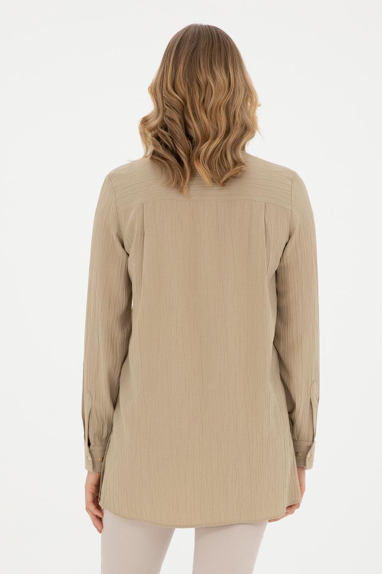 Kadın Açık Haki Uzun Kollu Gömlek - 50283570020