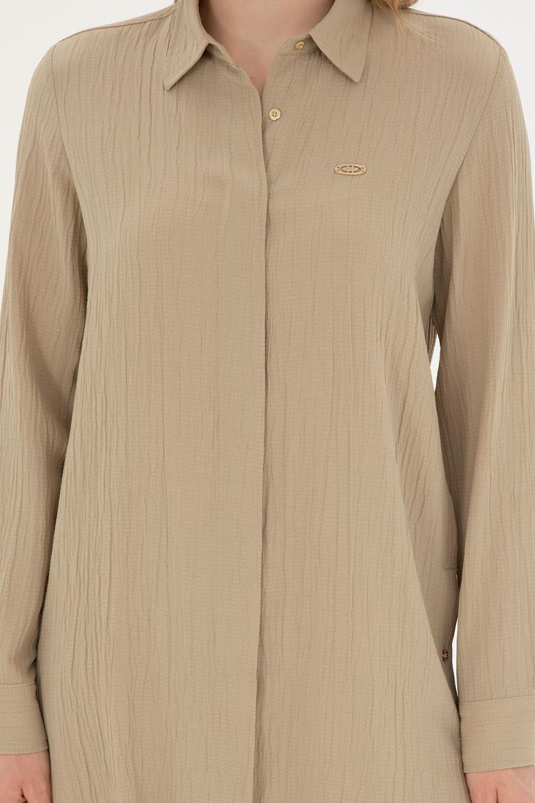 Kadın Açık Haki Uzun Kollu Gömlek - 50283570020