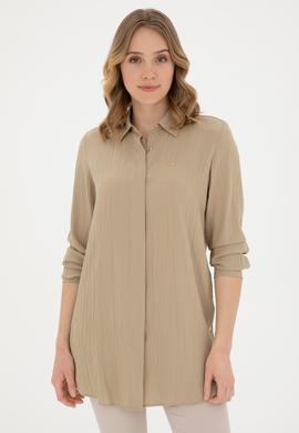 Kadın Açık Haki Uzun Kollu Gömlek - 50283570020