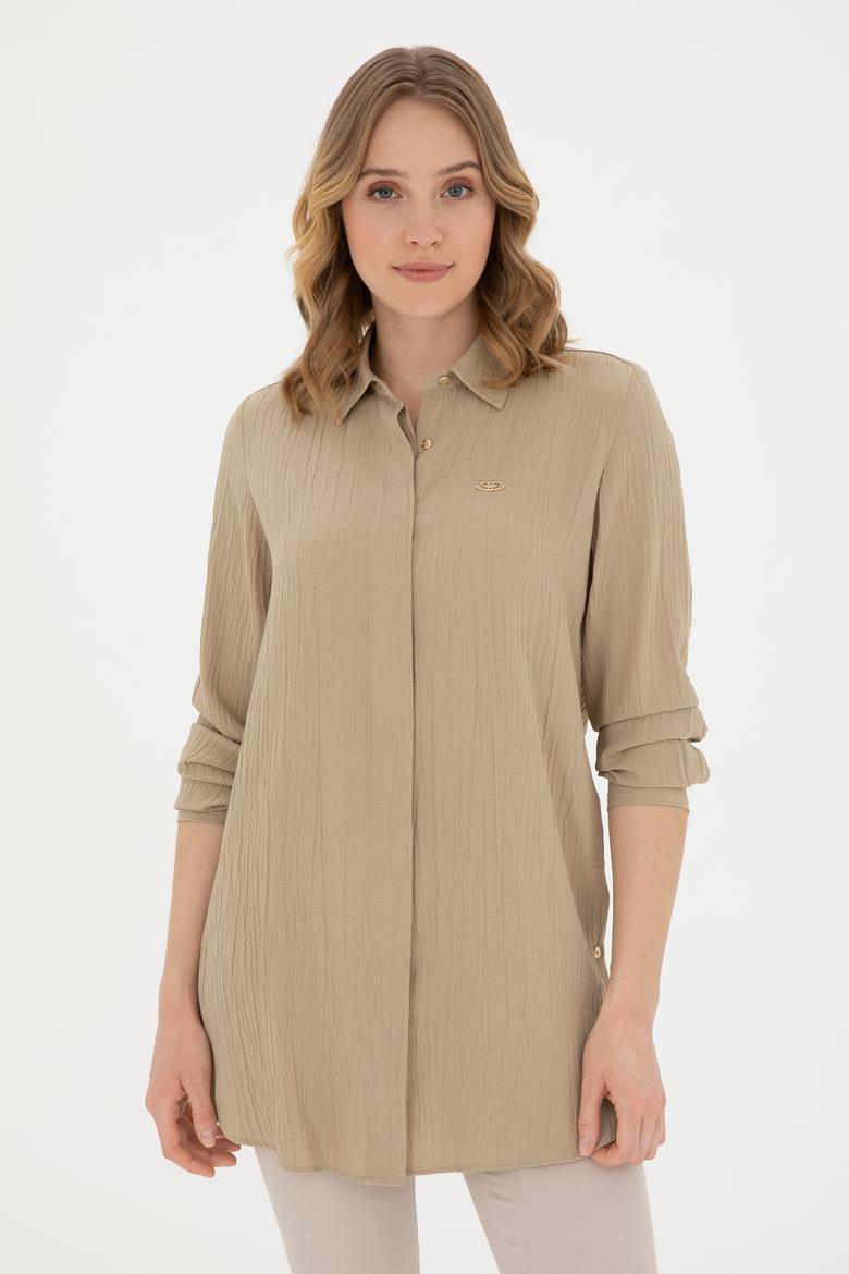 Kadın Açık Haki Uzun Kollu Gömlek - 50283570020