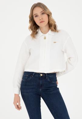 Kadın Ekru Uzun Kollu Gömlek - 50283428007