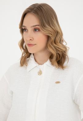 Kadın Ekru Uzun Kollu Gömlek - 50283428007