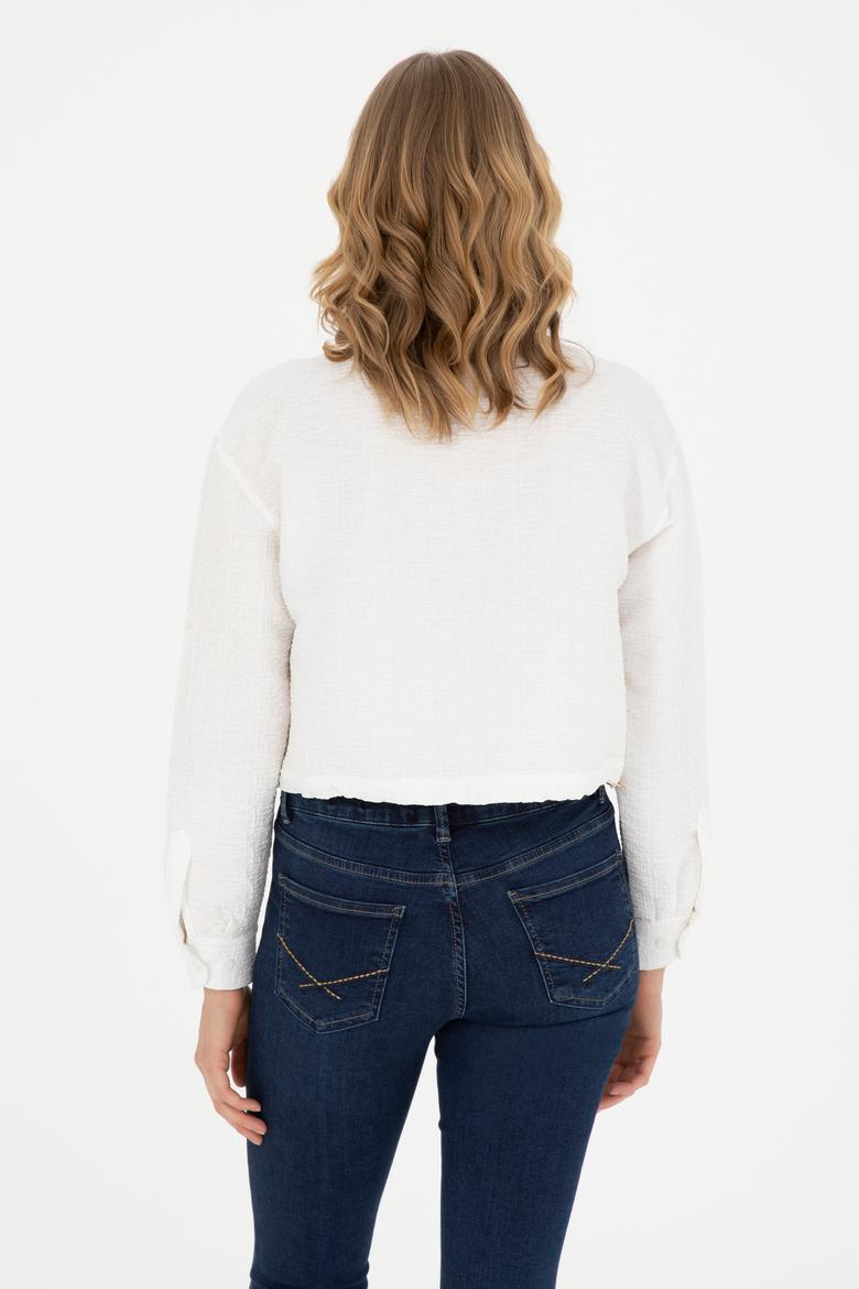 Kadın Ekru Uzun Kollu Gömlek - 50283428007