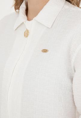 Kadın Ekru Uzun Kollu Gömlek - 50283428007