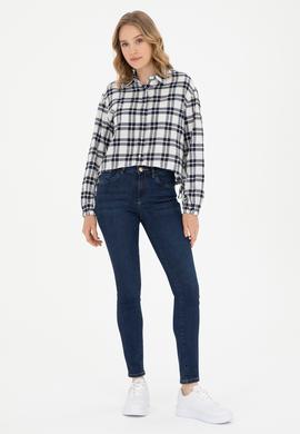 Kadın Lacivert Uzun Kollu Gömlek - 50283443013