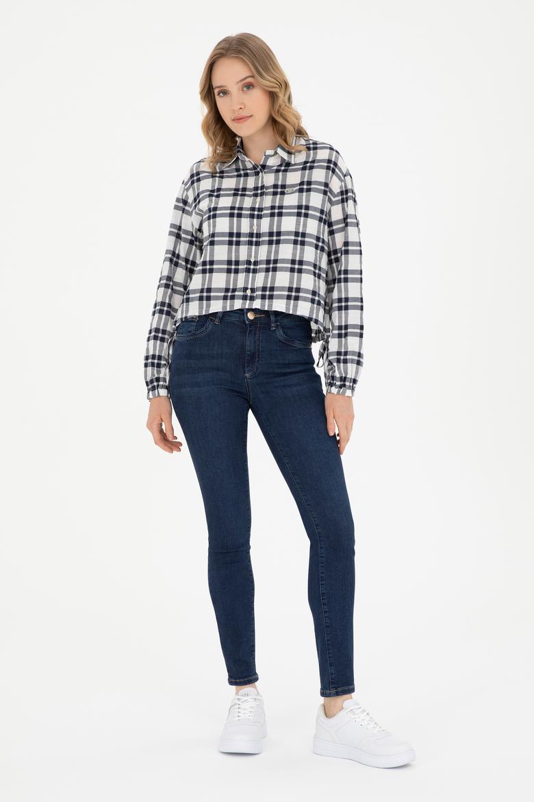 Kadın Lacivert Uzun Kollu Gömlek - 50283443013